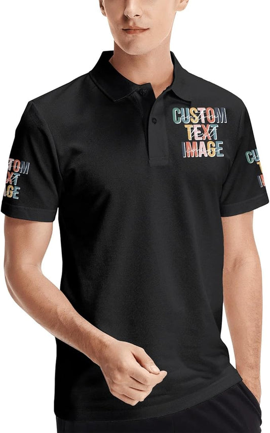 Personalised Polo Shirt Custom Work Shirts for Men Women Printed Text or Logo Working Top, Casual Wear, and Sports Teams