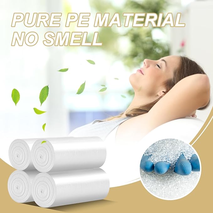 2.6 Gallon Small Trash Bags, Magesh 2.6 Gallon Trash Bag Strong, Leakage-Free, Small Garbage Bags Unscented Thick for Bathroom, Office, Kitchen Mini Trash Can, 100 Bags, Clear
