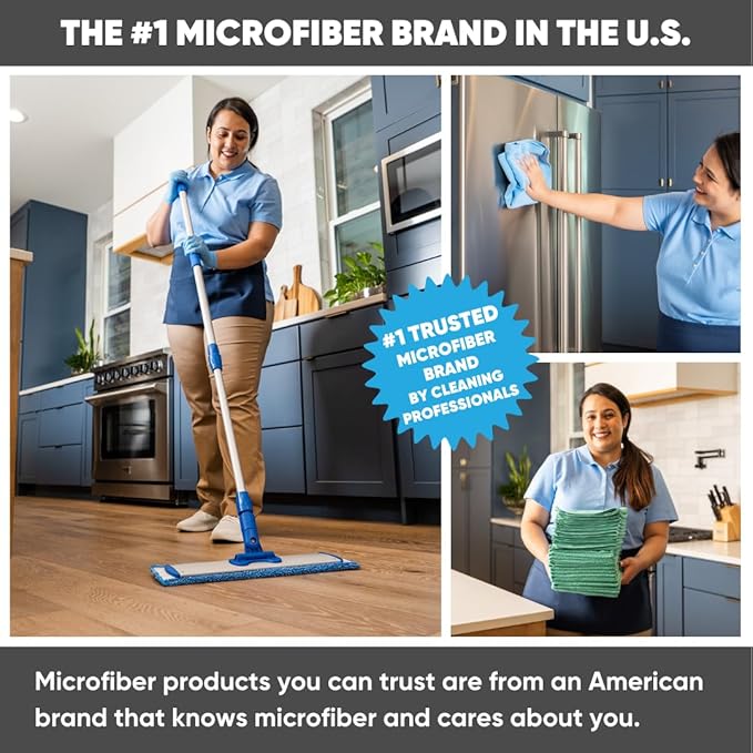 Cinch Mop - Microfiber Mop for Hardwood Floors - Flat Mops System for Wood, Tile, Laminate, Vinyl, 2 Wet Pads Refills, Reusable Micro Fiber Mopping Heads