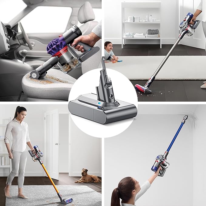 6500mAh V7 Battery Replacement Compatible with Dyson SV11 V7 Animal V7 Motorhead V7 Trigger V7 Mattress V7 Extra V7 HEPA V7 Absolute Handheld Vacuum Cleaners 3 Filters and 3 Screws Included