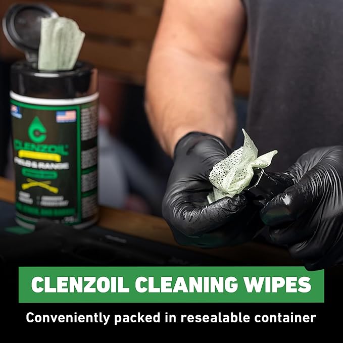 CLENZOIL Field & Range Single-Use Saturated Gun Oil Wipe Packets | Individual CLP Wipes | One-Step Gun Cleaning Oil & Lubricant Field Wipes for Hunting