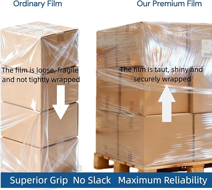 Stretch Wrap for Home & Office: 80 Gauge Heavy Duty Plastic Pallet Wrap, 18" x 1500 Ft for Securing Boxes, Moving, Packing Parcels & Furniture Protection (1 Roll)