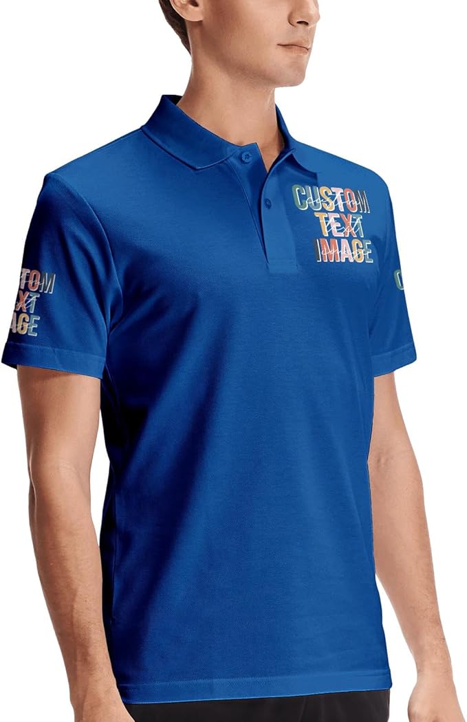 Personalised Polo Shirt Custom Work Shirts for Men Women Printed Text or Logo Working Top, Casual Wear, and Sports Teams