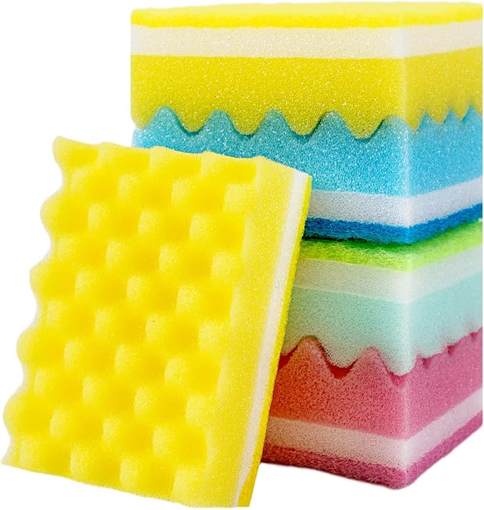 JyliRenz 20 Pack, The Third Generation Dishwashing Sponge, Scrub Sponge, The Wave Shaped Design Makes Them More Suitable for scenarios Such as Kitchen Tableware, countertops, Walls, Porcelain, Etc