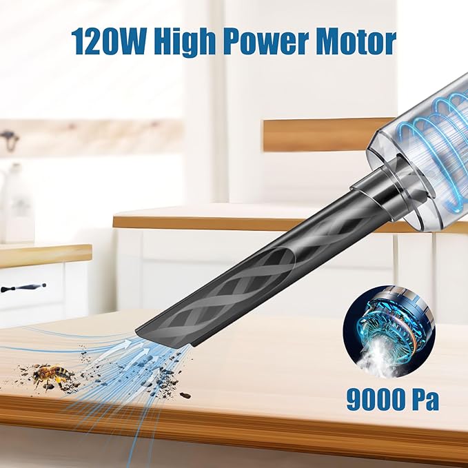 Car Vacuum Handheld Cordless Bug Vacuum Catcher for Adults, Rechargeable Vacuum Cleaner Air Duster with LED Light Multi-Nozzles for Car Home Office Garden Bug Sucker for Spider Beetle Insect (Blue)