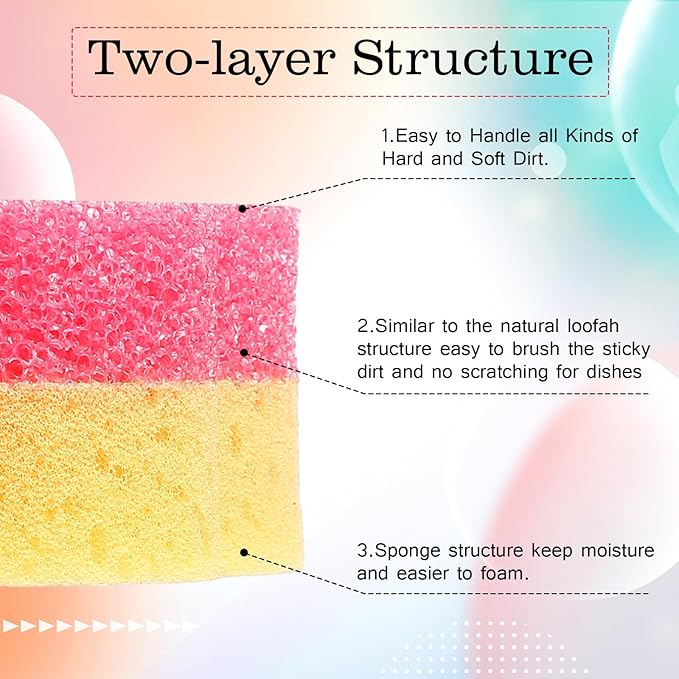 3 Pcs Dual Sided Scrub Sponge Multi Functional Cute Temperature Sensitive Non Scratch Dish Sponge for Washing Dishes Kitchen Bathroom(Dog)
