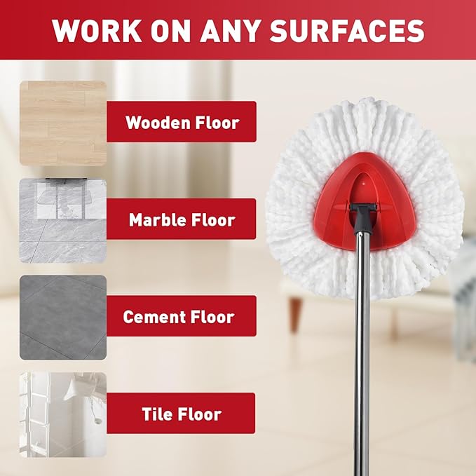 GRAREND 12-Pack Spin Mop Replacement Heads Compatible with Ocedar Mop Heads Replacements, Microfiber Spin Mop Refills Heads for Easy Wring, Mop Head Replacement for Easy House Cleaning Floor Mopping