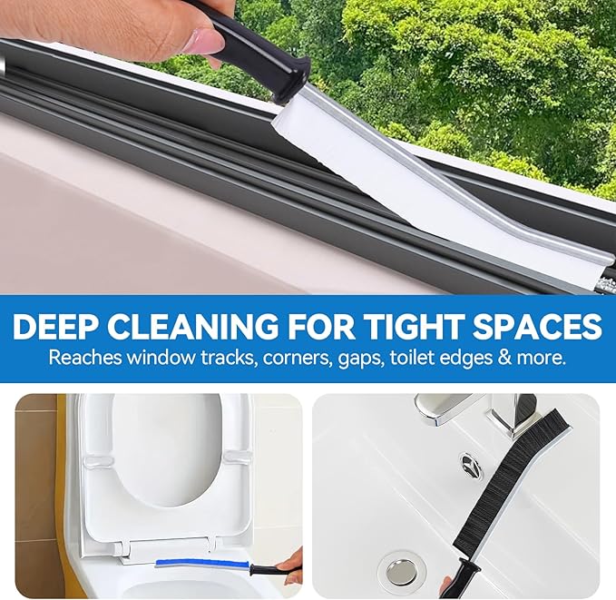 YUNWEIXU Crevice Cleaning Brush Set, 10-Pack Detail Brushes for Tight Spaces, Window Tracks, Gaps, Bathroom & Toilet, Strong Bristle Narrow Crevice Scrub Brushes for Home Cleaning
