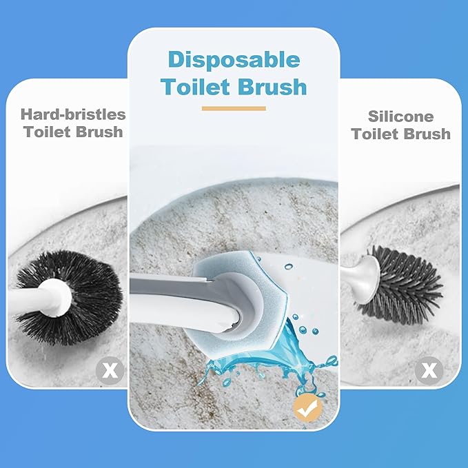 Disposable Toilet Brush with 40 Toilet Wand Refills, Wall Mounted Toilet Brush and Holder Set, Toilet Bowl Brush for Bathroom Toilet Sink Cleaning