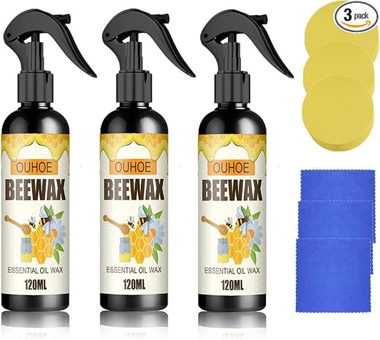 3 Pcs Beeswax Wood Polish, Beeswax Spray Suitable for Leather Floors Wood Furniture Polish and Cleaner.