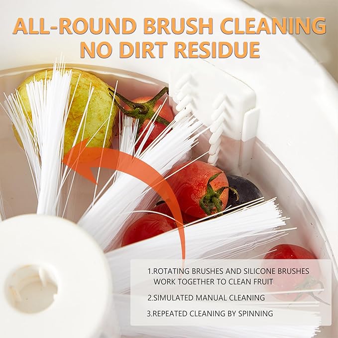 Fruit Cleaner Spinner, Large Fruit Washer Spinner, Fruit Cleaner Spinner with Fruit Washer Bowl and Brush, Vegetable Fruit Spinner Washer,Fruit and Vegetable Scrubber