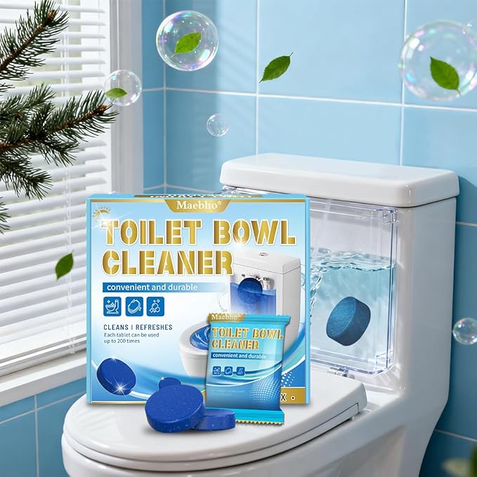 Maebho Automatic Toilet Bowl Cleaner Tablets,Blue Gel In-Tank Cleaner, Removes Hard Water Rings & Stains, Septic Safe, Cleaning & Deodorize, Fresh Scent, 12-Pack,50g Each