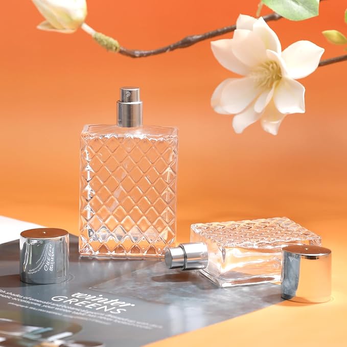 Vintage Glass Spray Bottle - Refillable Perfume Atomizer, Empty Perfume Bottles with 3 Dispensers (100ml/3.4 Oz)