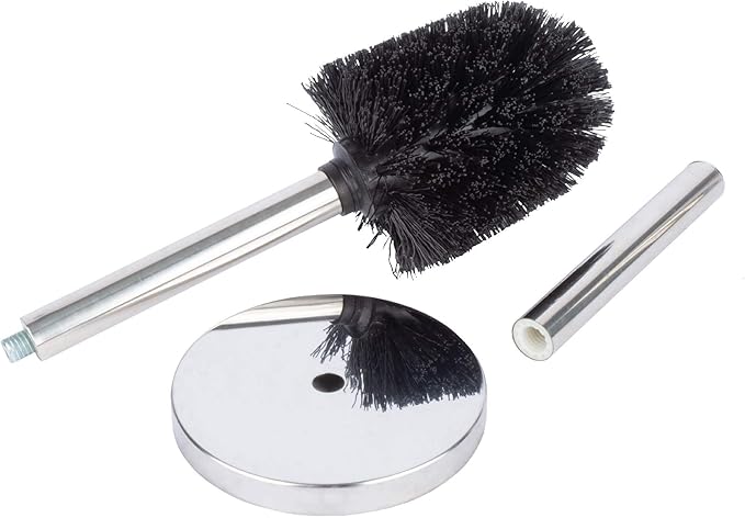 JS Jackson Supplies Sleek Toilet Brush and Holder with Metal Handle - Chrome