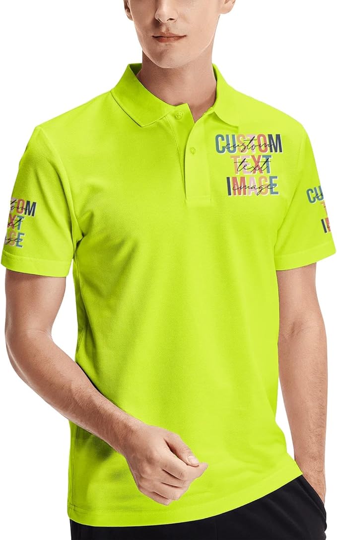 Personalised Polo Shirt Custom Work Shirts for Men Women Printed Text or Logo Working Top, Casual Wear, and Sports Teams