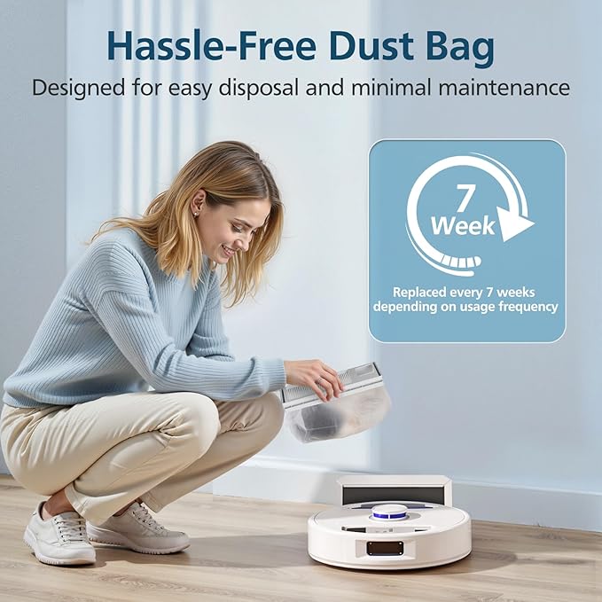8 Pack Dust Bags for Narwal Freo Pro | Freo X Ultra | Freo X Plus Robot Vacuum, 1L Capacity Disposable Dust Bag Replacement with Built-in Hepa Fil-ter