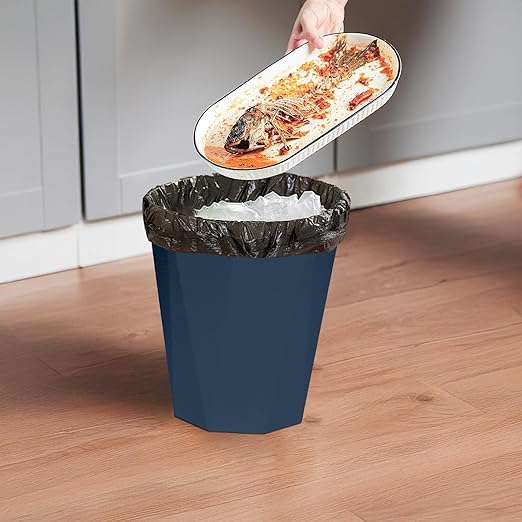 Plastic Trash Can - Waste basketbin for Office,Home,Bathroom,Kitchen - 1.8 Gallon - Blue