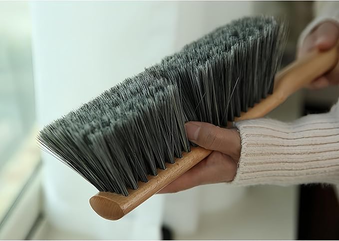 Hand Brush Soft Bristles Wooden Handle Small Hand Sweeper Brush 14 Inch Long (Brown)