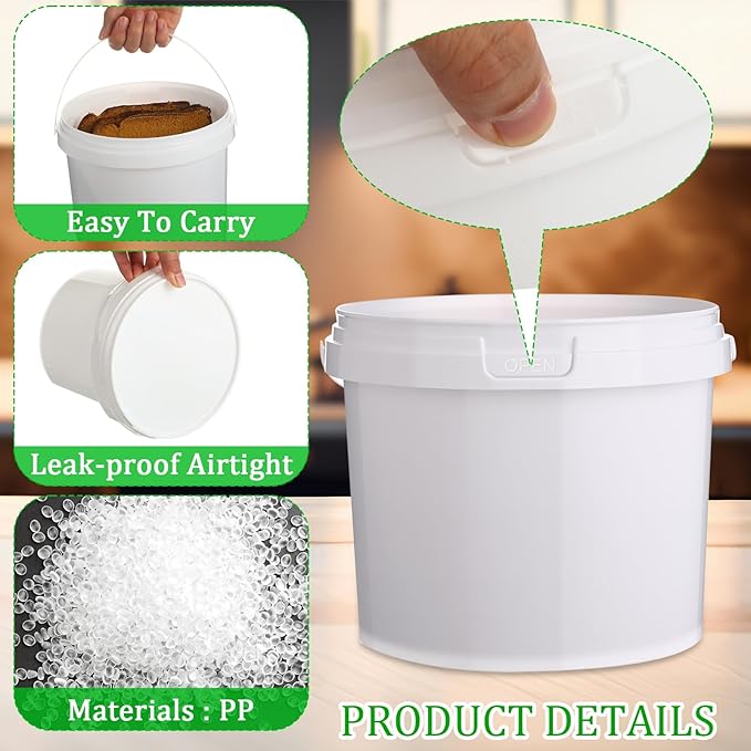 24 Pcs 101 Oz/ 3L Plastic Food Buckets with Lids and Handle 0.8 Gallon Ice Cream Buckets Round Deli Pail Container Safe Ice Cream Tubs Pack Reusable Freezer and Microwave for Juice Drinks Soup Storage