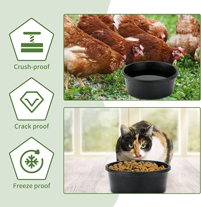 4Pcs Rubber Feed Pan, 1 Gallon Horse Feed Bucket Utility Feed Bucket, 10.6 x 4.1Inches Rubber Bowl Chicken Dust Bath Livestock Water Bowl for Pig Goat Chicken Dogs Farm Small Animal