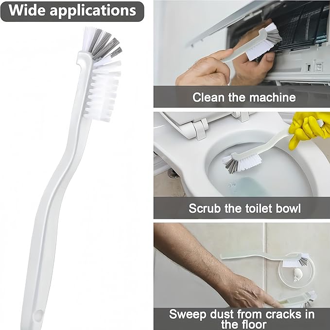 SENEMO Small Crevice Cleaning Brush Set for Household Use, 4-Piece Multifunctional Small Scrub Brushes Hard Bristle Gap Cleaning Brushes with Handle for Kitchen Sinks Window Tracks Bathroom Corners(4)