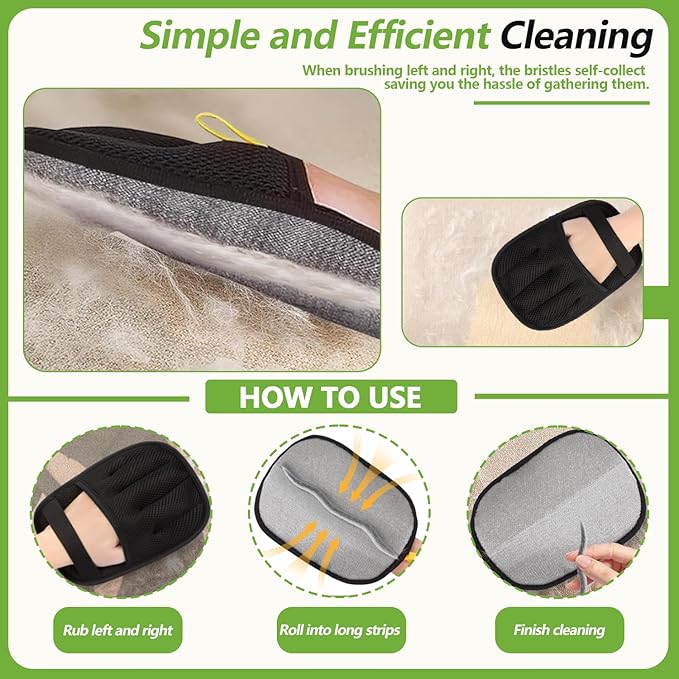 Bumilily 2 Packs Electrostatic Pet Hair Remover Glove for Dogs and Cats – Reusable Brush Pet Hair Removal Glove for Furniture, Car Interiors, Bedding & Clothing