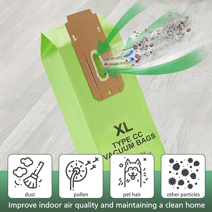 16 Packs Vacuum Bags for Oreck Type CC, Compatible with All Oreck XL Upright Vacuum Cleaner - Replaces Part # CCPK8DW