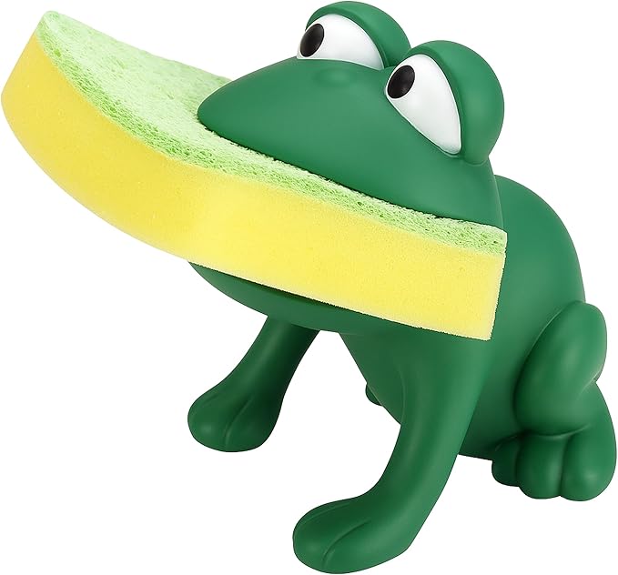 Frog Sponge Holder for Kitchen Sink – Cute Animal Design with Dual-Sided Sponge – Fun Novelty Gift for Counter, Sink, or Dishwashing – Dependable Industries Inc. Essentials