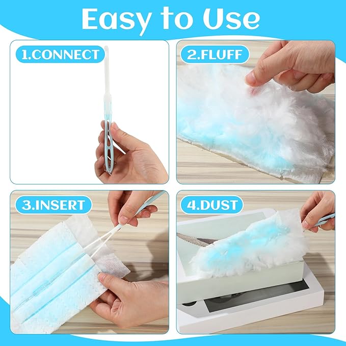 Mimorou 200 Pcs Disposable Dusters Refills Bulk Heavy Duty 180° Multi Surface Replacement Dusters for Cleaning Ceiling Fan with Microfibers Unscented (Bright Colors)