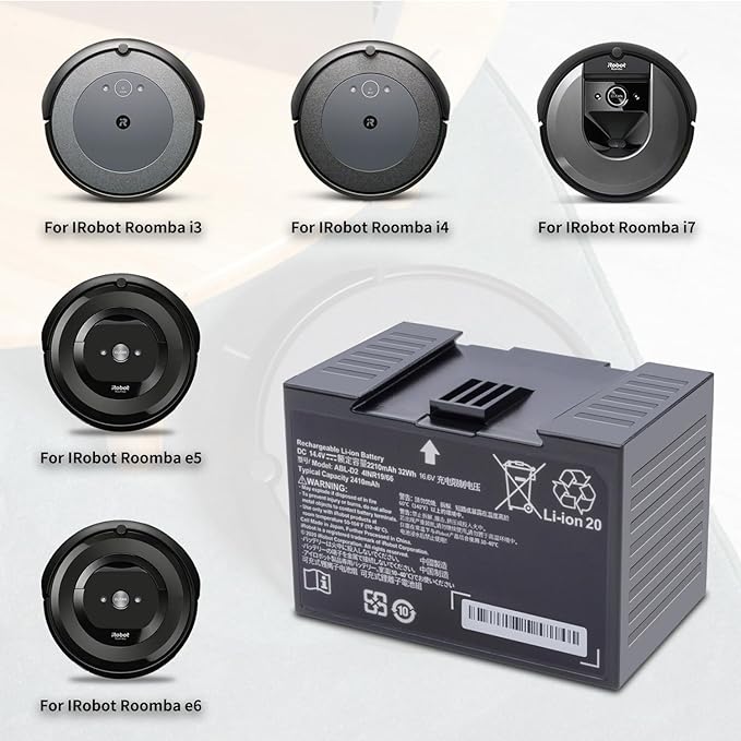ABL-D2 Battery Compatible for iRobot Roomba j7 i4 i8, j7 j7+ j7550 i4 i4+ i4150 i6 i8 i8+ i8550, Combo j5 i5 j7+ j8 j9 j9+, Roomba e5 e6 e5150 e5152 e6198 ABL-D2A ABL-D1 Vacuum Cleaner 32Wh/2210mAH