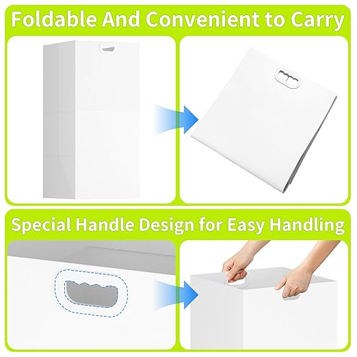 30 Gallon Disposable Trash Cans for Parties, 4 Pack Extra Large Portable Trash Can White Pop Up Trash Cans Bin, Recycle Collapsible Garbage Can Bins for Party Kitchen Camping Trash Can