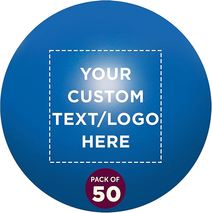 Custom Stress Balls for Adults Set of 50, Personalized Bulk Pack - Relief, Perfect for Your Desk, Office or Home - Blue