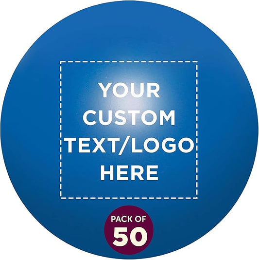 Custom Stress Balls for Adults Set of 50, Personalized Bulk Pack - Relief, Perfect for Your Desk, Office or Home - Blue