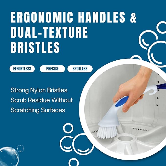 Washing Machine Cleaning Brush Set – Physical Cleaning Kit for Front Load Washer Drum, Rubber Seal & Detergent Drawer – Multi-Brush Tool Set for Deep Cleaning Crevices, Gasket & Appliance Gaps