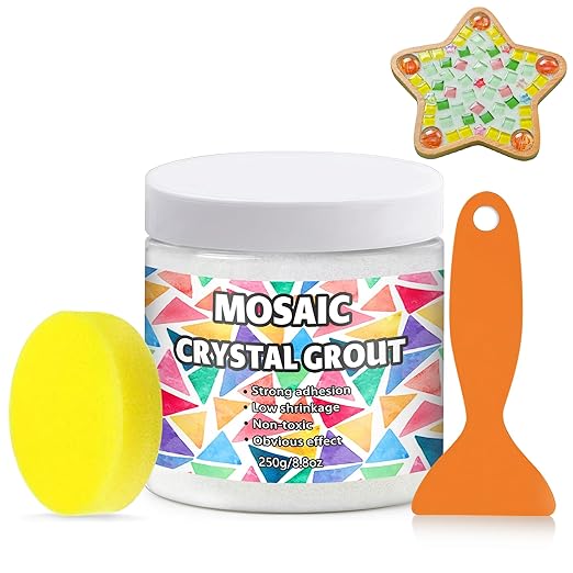 OOTDART Mosaic Crystal Grout, Mosaics Tile Tools, Mosaic Tile Accessories – Essential for Handmade Grouting and Perfect for DIY Craft Projects (White, 8.8oz)