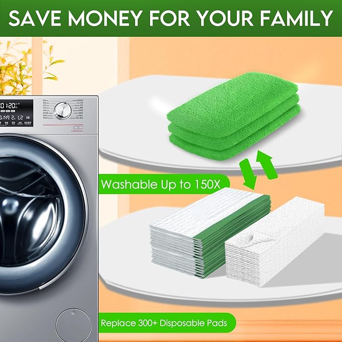 Reusable Microfiber Mop Pads for Swiffer Sweeper Mop - Dry Sweeping Cloths & Wet Mopping Cloths for Household Cleaning - Washable Wet Pads for Mopping Floors - 4 Pack (Mop is not Included)