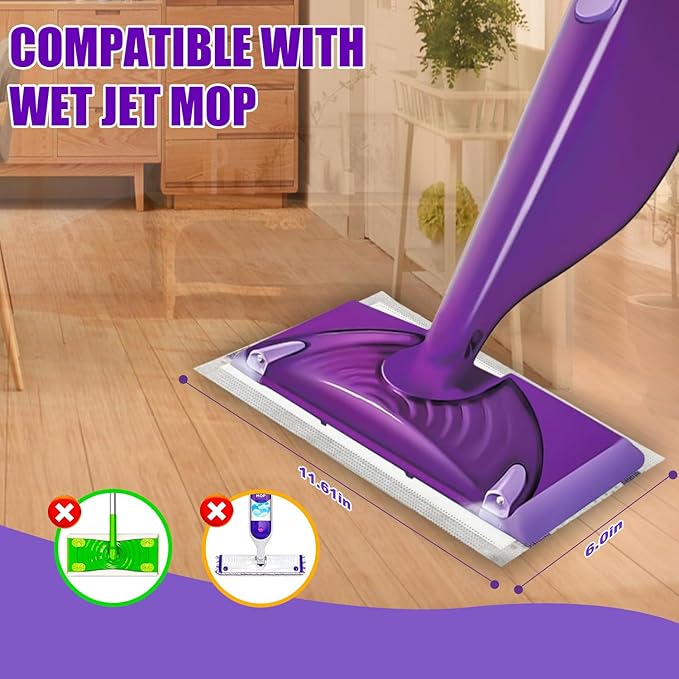 30 Pack Wet Jet Pads for Swiffer Wet Jet Mop - Wet Jet Refills for Multi-Surface Hardwood Floor Cleaning, 4 Layers Thickened Durable | Heavy-Duty Absorbent | Stickiness