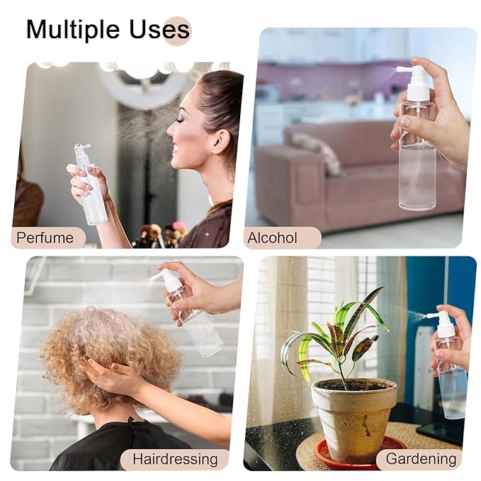 Yebeauty Plastic 6.8oz 200ml Travel Size Spray Bottle Refillable Empty Fine Mist with Long Mouth Clear TSA Approved Size Atomizers for Plants Perfumes Cleaning Gardening, Set of 2