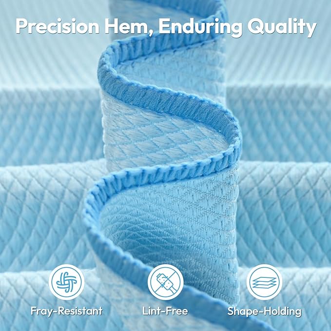 Nanoscale Microfiber Cloths 15.55”x 15.55”, Glass Window Mirror Stainless Steel Car Cleaning, Streak-Free, Lint-Free, Super Thick & Absorbent, Reusable, 6 Pack (Blue)