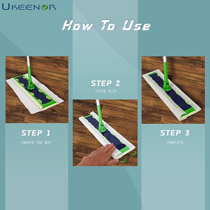 UKEENOR XL Dry Mop Refills 80 Counts Disposable Dusting Cloths Dry Sweeping Refills Dry Duster Cloths Mop Pads Floor Cloth Refills Electrostatic Cloths 9.8"x17" Extra Thick and Large Box Packing