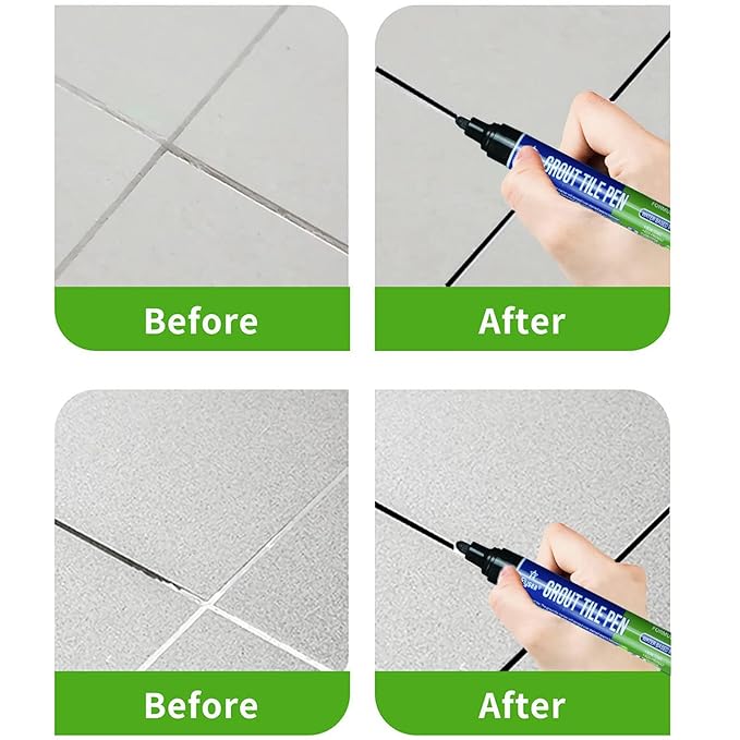 5 PCS Tile Grout Pen Home Repair Pen Tile Paint Markers for Tiles Floor Wall Bathroom Kitchen Repair Tools (Dark Gray)