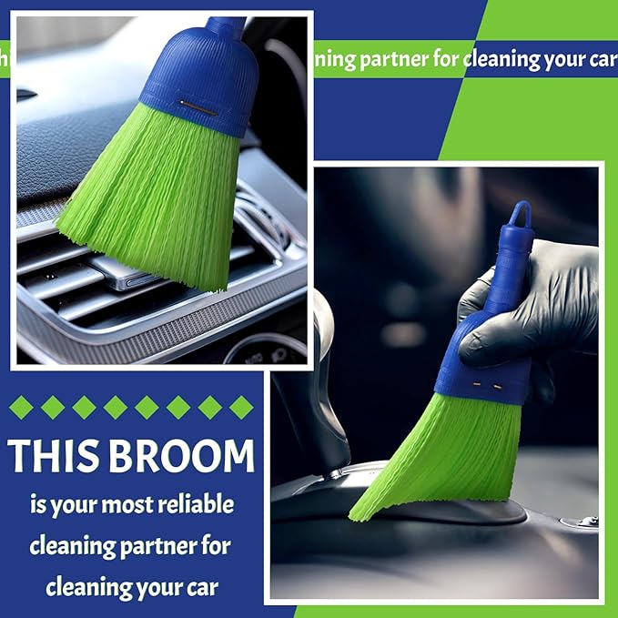 Domensi 1 Pcs Whisk Broom Poly Fiber Handheld Brush Hand Brush Outdoor Car Broom with Hang Hole for Cleaning Inddoor Porches Floors Decks Driveways Dirt Dust