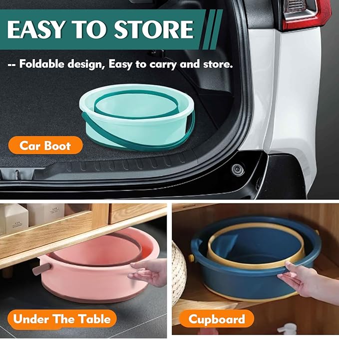 Collapsible Bucket 3PCS 1.3 Gallon/5L Small Plastic Household Cleaning Mop Buckets Foldable Water Bucket for Car Wash Fishing Camping Beach (3PCS)