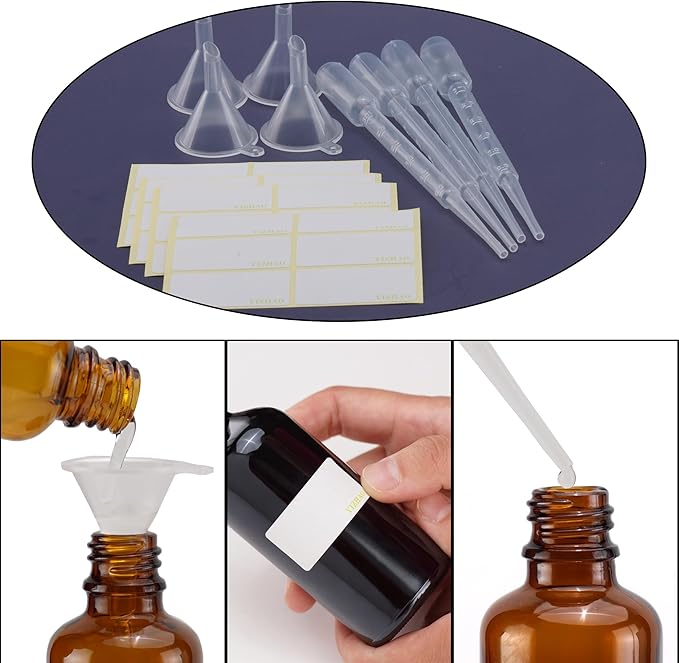 YIZHAO Amber Glass Dropper Bottle 1oz, Tincture Bottles with Glass Dropper, for Essential Oils, Aromatherapy, Cosmetic, Laboratory, Pharmacy, Liquids, Travel –24 Pcs