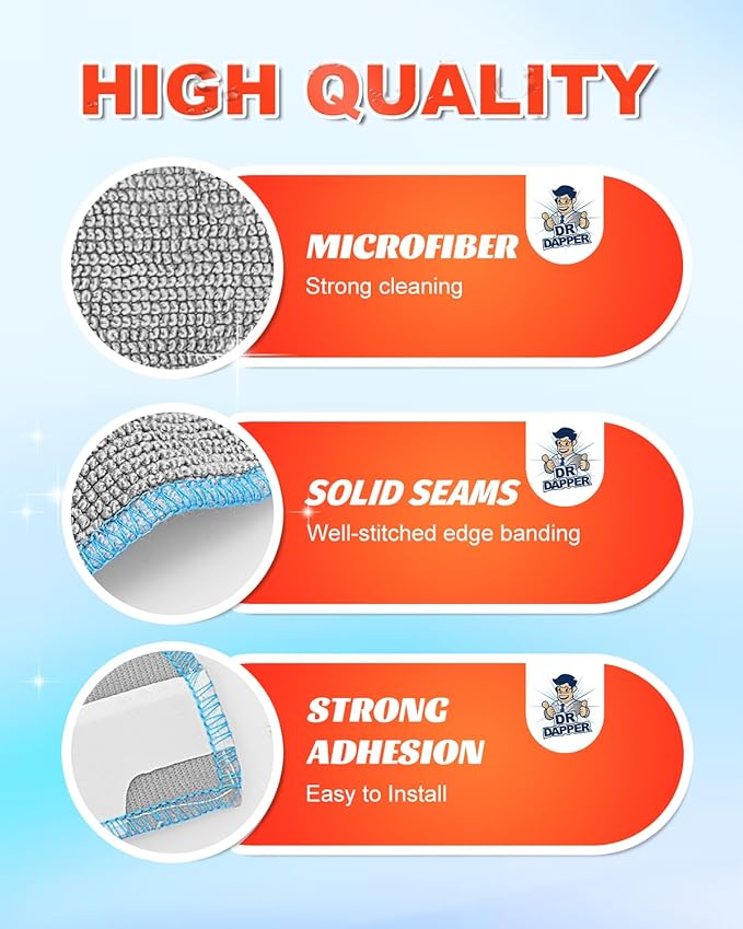 DR DAPPER Mop Replacement Compatible with iRobot Roomba Combo Essential Y0140/ Roomba 105 Combo / Y0110 / Q011 / Q012 / Q052, 6 Pack Absorbent Microfiber Pad for Robot Vacuum Replacement Parts