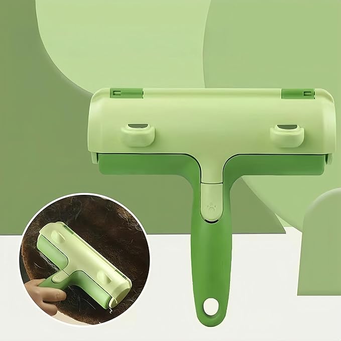 BoBow Roller Pet Hair Remover, Reusable Lint Roller Cat & Dog Hair Remover for Furniture, Couch, Carpet, Clothing and Bedding - Portable Multi-Surface Fur Removal Tool Green