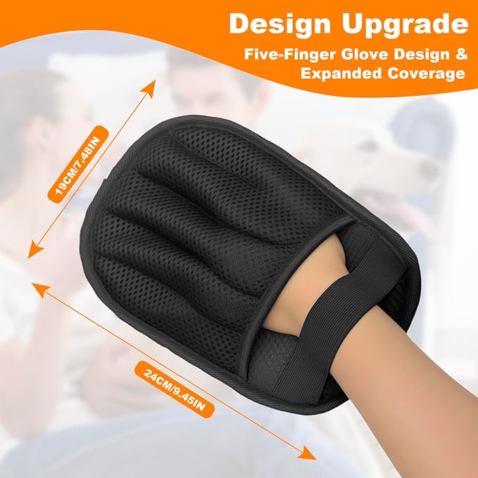 IDAFureverHome 2 Pairs of pet Grooming Gloves, Suitable for Cats and Dogs. Five-Finger Static pet Grooming Gloves. Reusable pet Grooming Tools for Sofas, Clothes, pet beds and Carpets. (M)