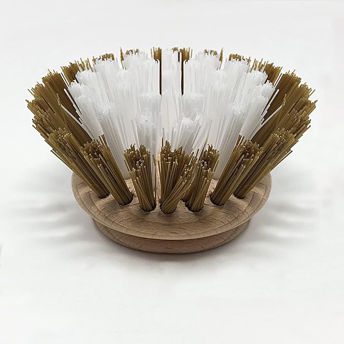 LOLA Replacement Head for The Original Dishwashing & Vegetable Brush, Birch Hardwood & Nylon Poly Bristles, Reusable & Washable - 1 Pack