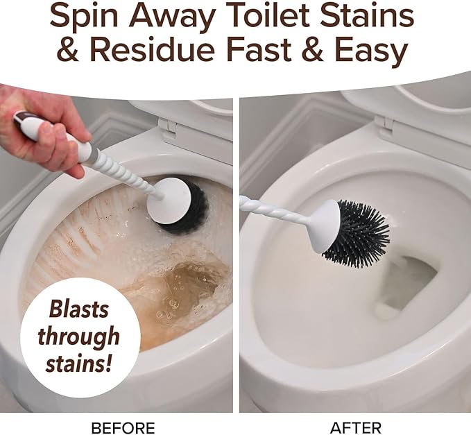 Horsepower Unicorn, AS-SEEN-ON-TV, Motorized Toilet Brush, Powerful Spinning Action, 360 Degree Cleaning Power, Flexible Silicone Bristles, Eliminate Stains & Residue, No Scrubbing, Rechargeable