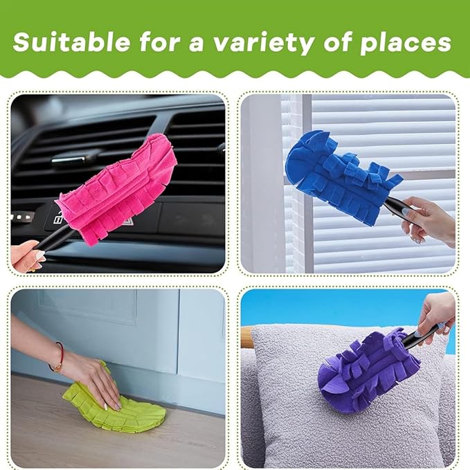 360° Electrostatic Duster Refills — The Sustainable Choice for a Dust-Free Home, Washable & Reusable, High-Density Microfiber (1 Handle + 6 Refills)